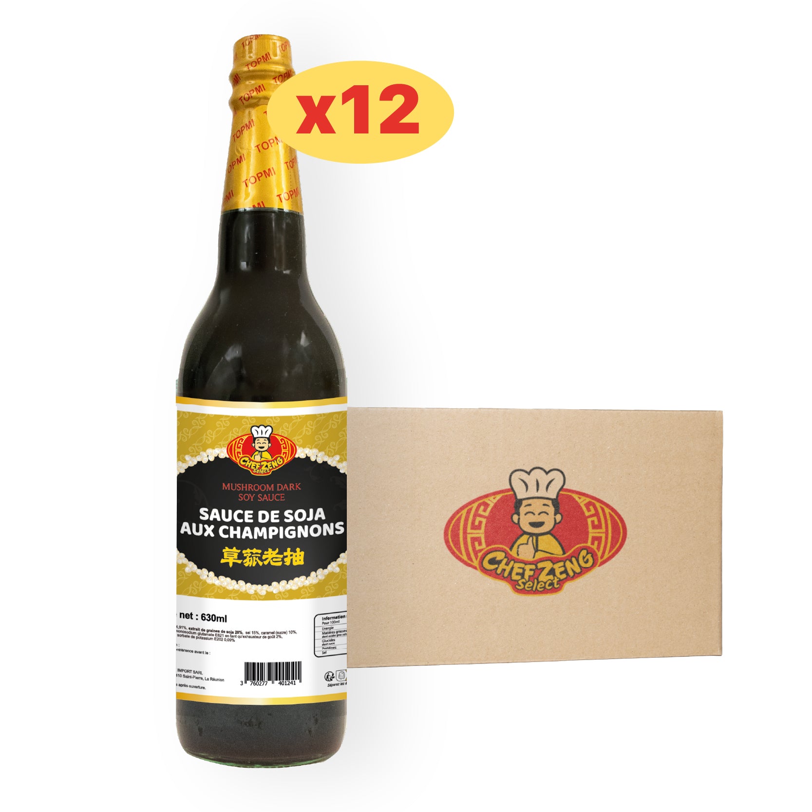 Carton de 12 sauce champignon noir  "Chef Zeng" 630ml