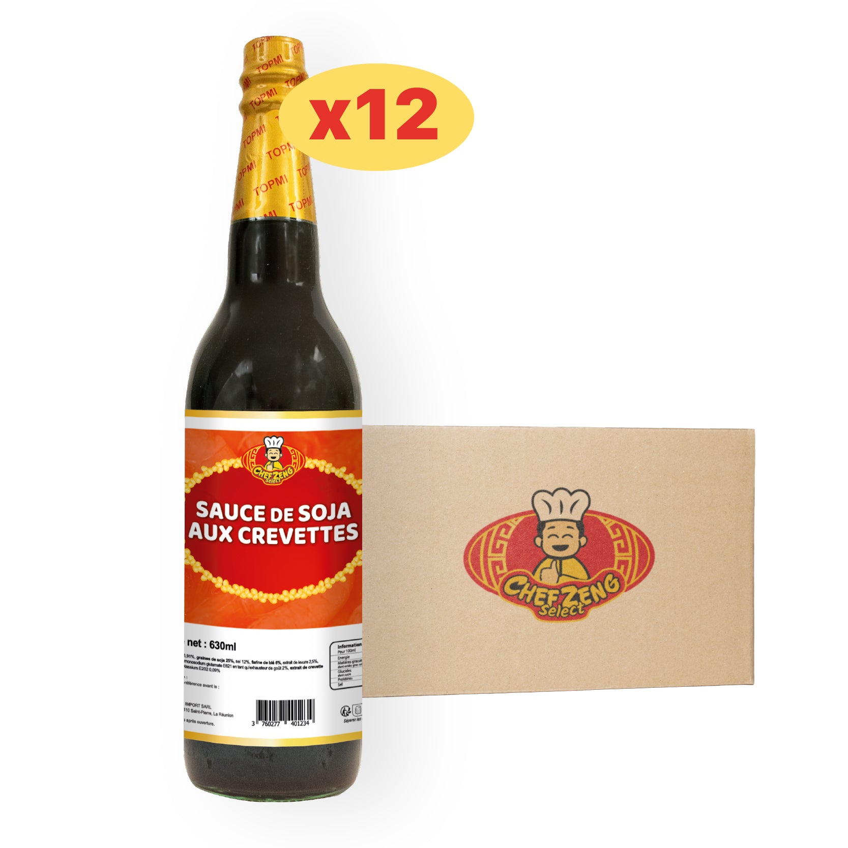 Carton 12 Sauce Soja Crevette "Chef Zeng" 630ml