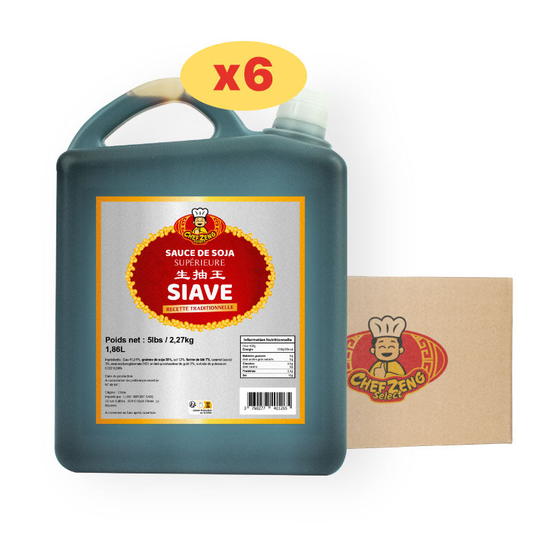 Carton de 6 sauce Soja Supérieure BIDON 5LBS "Chef Zeng"