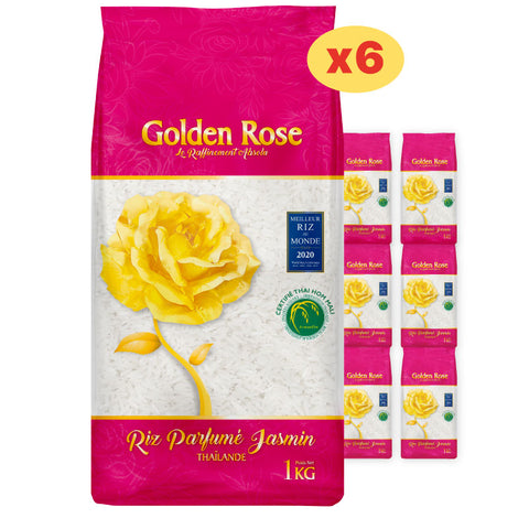 Lot de 6 sacs de Riz Parfumé Jasmin Golden Rose 1KG